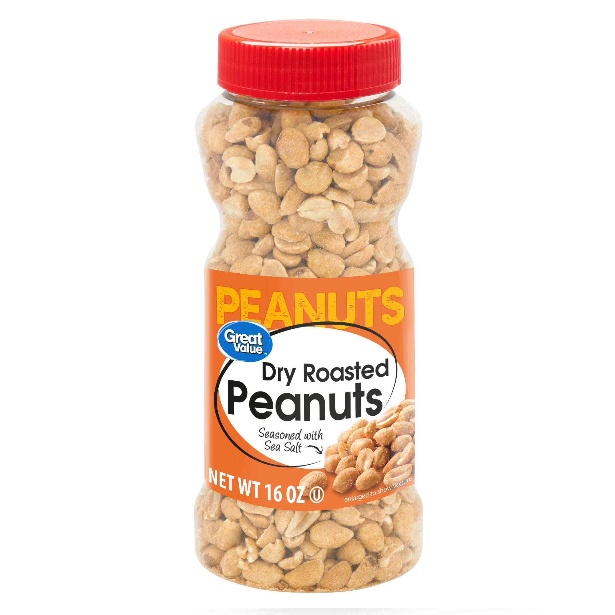 Great Value Dry Roasted & Salted with Sea Salt Peanuts, 16 oz Walmart