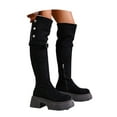 thumbnail image 3 of Women Over the Knee Boots Low Heel Winter Block Suede Thigh High Chunky OTK Long Comfort, 3 of 8