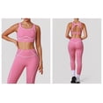 thumbnail image 6 of PISONIC 2 Piece Workout Sets for Women Color Block Strappy Sports Bra High Waist Leggings Gym Yoga Pilates Outfits, 6 of 6