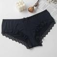 thumbnail image 2 of Penkiiy Seamless Underwear Contrast Lace Cut Out Side Panty Low Rise Bikini Underwear Hipster Stretch Brief S Black, 2 of 3