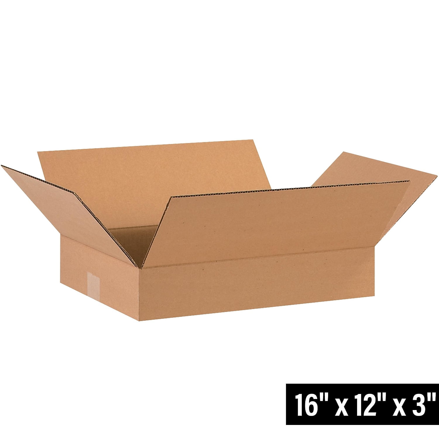 Box Partners Flat Corrugated Boxes 16" x 12" x 3" Kraft 25/Bundle 16123