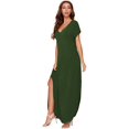 thumbnail image 1 of Women's V Neck Side Pockets Split Hem Beach Long Maxi Dress, 1 of 5