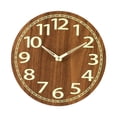 thumbnail image 3 of Reloj de pared luminoso de 30 cm, reloj de grano de madera, reloj analógico, sin tictac, redondo silencioso, 3 of 9