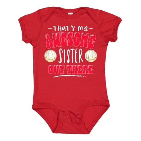 

Inktastic That s My Awesome Sister out There with Volleyballs Gift Baby Boy or Baby Girl Bodysuit