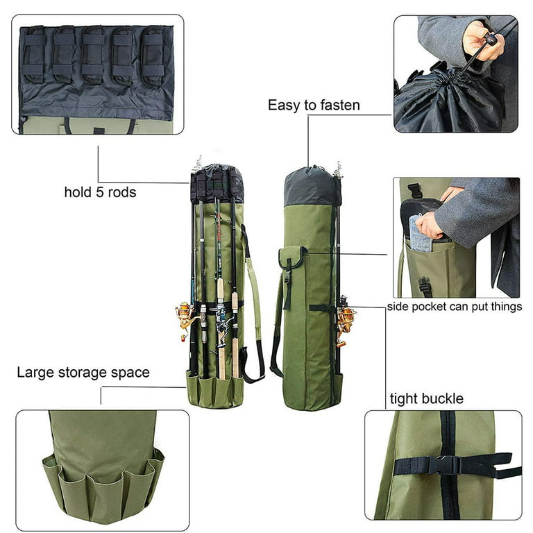 Fishing Pole Holder Fishing Rod Carrier Pole Travel Case Fishing Gear  Organizer Storage Bag for Fishing and Traveling