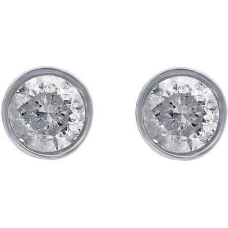 1/4 Carat T.W Round Diamond 14kt White Gold Bezel Stud Earrings with Gift Box, IGL Certified