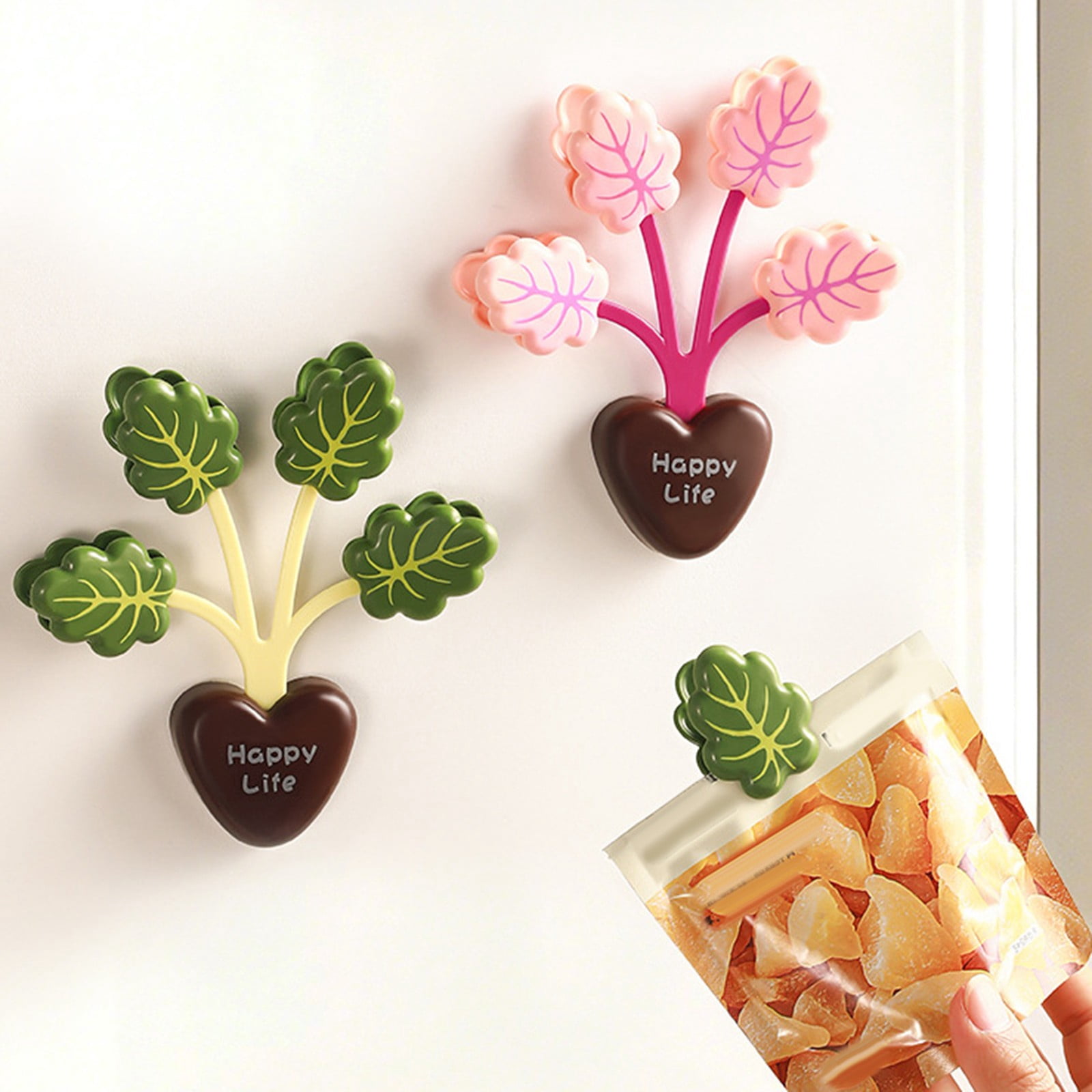 Chip Clips, 1 Pack Cute Bag Clips, Plant Leaf Shaped Magnetic Food