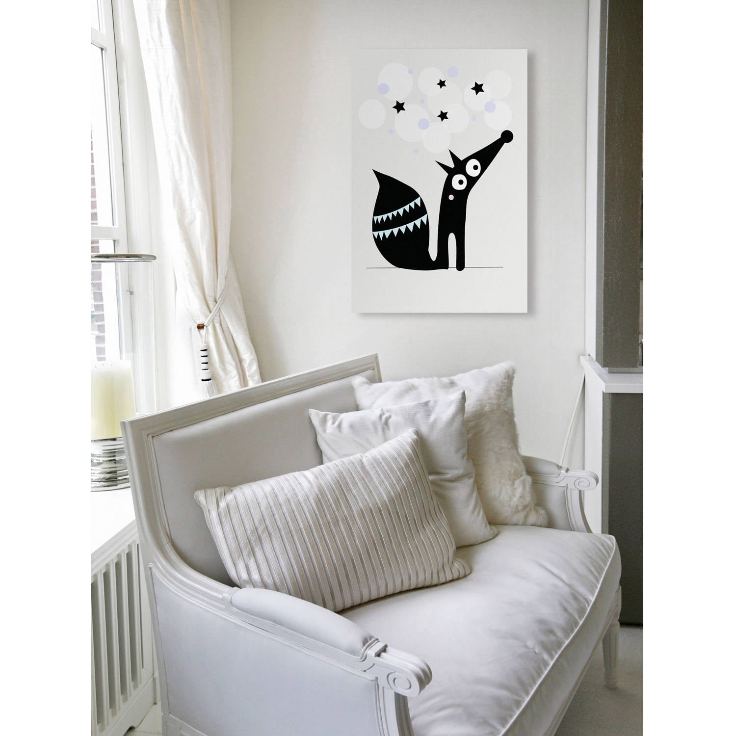 Marmont Hill "Black Star Dog" by Katarina Snygg Painting Print on Wrapped Canvas