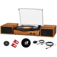 thumbnail image 1 of Tocadiscos DANFI AUDIO DF Vintage Bluetooth de 3 velocidades, marrón, 1 of 8