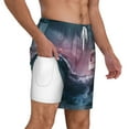 thumbnail image 3 of Goofa Boat Lighthouse Storm Waves Printed Men's Swim Trunks Board Shorts Quick Dry Mens Swimming Trunks with Compression Liner,Breathable Fit Hawaii Beach Shorts-Large, 3 of 9