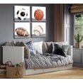 thumbnail image 3 of 4Pcs Sports Canvas Wall Art Vintage Boys Room Poster Prints Soccor Football Baseball Basketball Pictures Wall Decor for Kids Room Nursery Playroom Bedrooms Unframed, 3 of 6