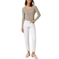 thumbnail image 2 of INSPIRAR CHIC Blusa de Mujer Otoño Invierno de Manga Larga Cuello en V Elegante Tejido Acanalado Talla L Caqui, 2 of 6