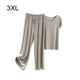 thumbnail image 4 of Conjunto de pijama Sonducket Gris claro 3XL Camiseta con cuello en V Pantalones holgados, 4 of 6