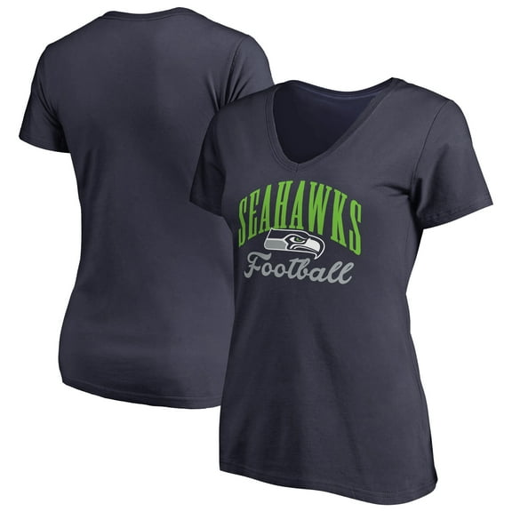 Women's Navy Seattle Seahawks Victory Script V-Neck T-Shirt