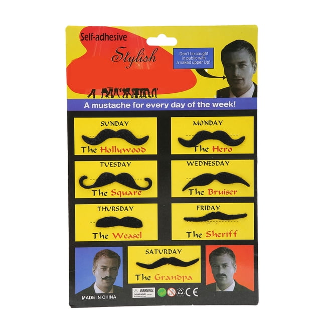 Juego de 7 bigotes falsos con barba de pelusa suave, accesorios de cosplay para fiesta de Halloween, color negro