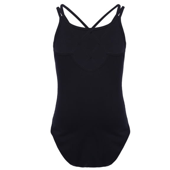 Xnihocha Kids Girls Basic Spaghetti Straps Ballet Dance Leotard Team Performance Wear Size 3-14 Black 5-6