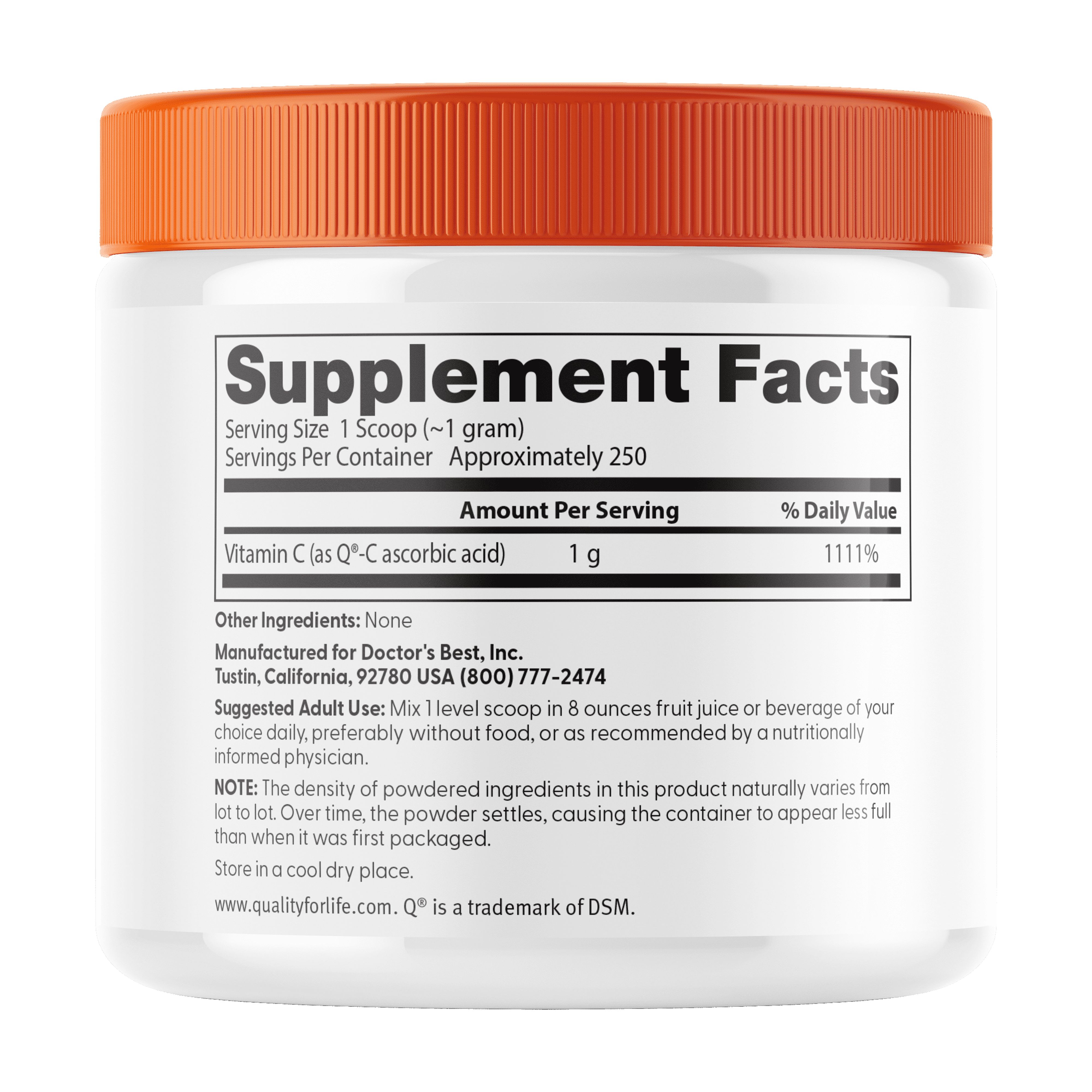Doctor’s Best Pure Vitamin C Powder With Q-C – 8.8 Oz (250 G) – Gluten-Free, Soy-Free, Vegan
