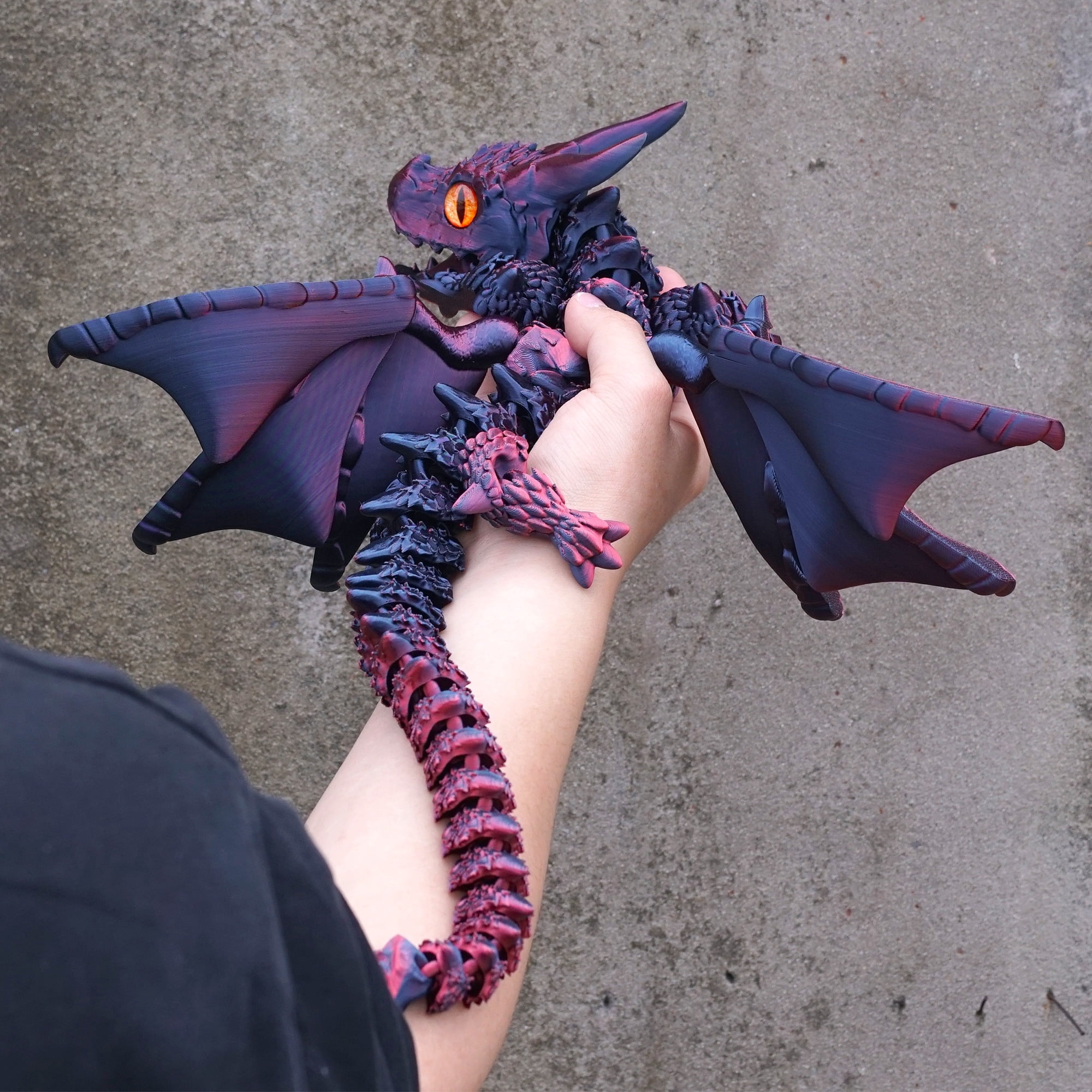 22inch 3D Printed Dragon with Wing,Flexible Joint Animal lacertid Figurines,Realistic Eyes, Home Office Decor,Fidget Toy for Adults Teens Boy Festival Gifts