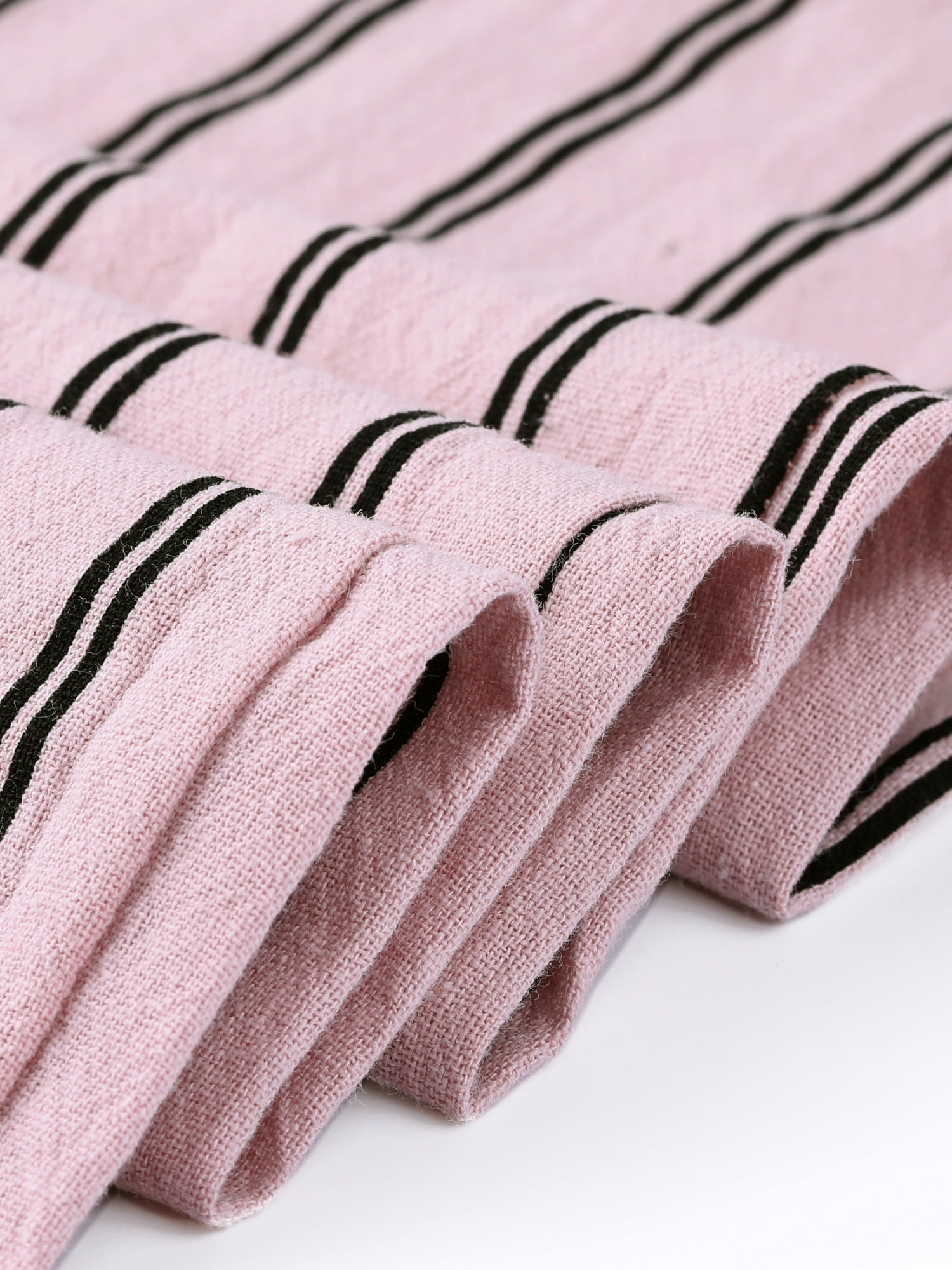 DARING DIVA Women's Stripe Casual Drawstring Wide Leg High Waist Pants L Pink
