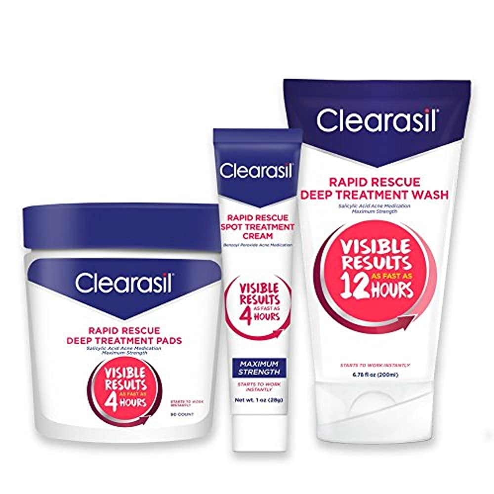 Clearasil Rapid Rescue Acne Kit With Deep Treatment Cleansing Pads 90ct