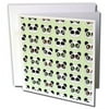 3dRose Cute Panda Expressions Pattern Green - Greeting Cards, 6 by 6-inches, set of 12