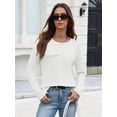 thumbnail image 6 of Zeagoo Women's Ribbed Knit Tops Long Sleeve Crew Neck Tees Decorative Pocket Button Shoulder Casual Basic Tee Shirts, 6 of 8