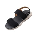 thumbnail image 2 of CQONEPT Sandals for Women Casual Walking Sandal Summer Roman Style Flat Sandals Elastic Strap Comfortable Open Toe Shoes Black 41, 2 of 6