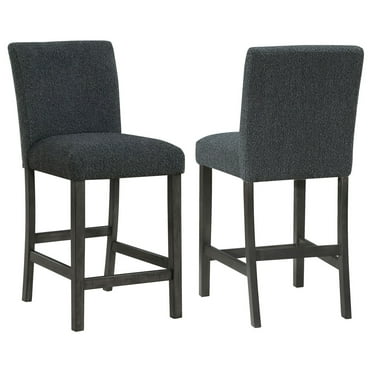 Benjara BM319038 Alora Black Boucle Charcoal Gray Counter Height Dining Chair - Set of 2