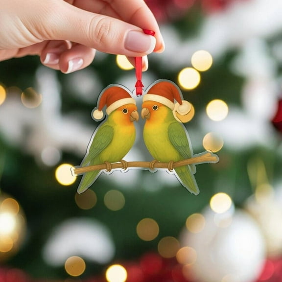 ViciArt Lovebird Christmas Ornament – Cute Parrot Couple Holiday Tree Hanging Decoration Gift