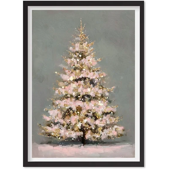 Vintage Christmas Tree Print, Festive Winter Holiday Art Decor, Moody Christmas, Matte Canvas Stretched, Posters for Room Bedroom Living Room Bathroom Wall Decor, Posters & Art Prints, Gift.
