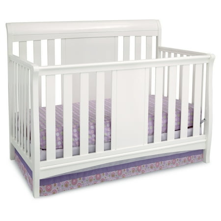 Delta Children Bennington Sleigh 4-in-1 Convertible Crib, White Ambiance