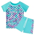 thumbnail image 2 of Godderr Girls Rash Guard 2-Piece Swimwear Fish Scale Pattern Swimwear Upf 50+ Uv for 4-12Y, 2 of 6