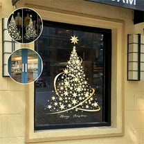 FastXmas Christmas Tree Window Clings Stickers for Glass, 17.7*24" Extra Large Golden Merry Christmas Windows Static Stickers, Xmas Tree Sticker for Showcase Glass Window Door Mural Decal DIY Wall