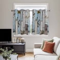 thumbnail image 4 of Blue Grey Wooden Kitchen Curtains Window Panels, Farmhouse Barn Sunflowers Retro Insulated Window Treatment Curtain, Grommet Curtains for Bedroom/Living Room/Bathroom, 2 Piece 52"Wx45"L, 4 of 8