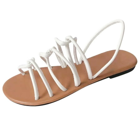 

Ladies Fashion Summer Solid Leather Open Toe Flat Bottom Casual Slippers