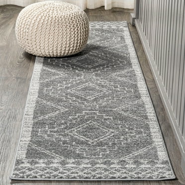 JONATHAN Y MOH200C-220 Amir Moroccan Beni Souk Gray/Cream 2 ft. x 20 ft. Runner Rug, Bohemian Scandinavian, Pet Friendly, Stain Resistant, Easy to Clean, for Living Room; Kitchen, Bedroom