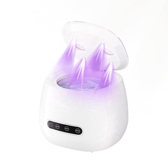 Dr.pedi Rechargeable Ultrasonic Nail Tool Cleaner & Sterilizer with High-Frequency Vibration, Blue Light, 3 Timer Modes For Nail Drill Bits, Brushes, Clippers (White)