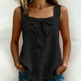thumbnail image 5 of Kilaqueen Womens Bow Tie Front Tank Tops Summer Dressy Solid Color Square Neck Sleeveless Tunic Blouses Lightweight Loose Fit Casual Going Out Cami Gauze Shirts, 5 of 7