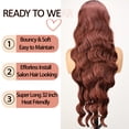 thumbnail image 3 of 13x6 Lace Frontal Wig Reddish Brown 32 Inch Body Wave Pre Plucked Babyhair Knotless Transparent Lace Heat Friendly Copper Red Bouncy Wave Synthetic Hair Wigs with Non-slip Cap, 3 of 5