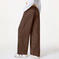 thumbnail image 5 of WTOBBY Women's Casual Loose Comfortable Solid Color Wide Leg Pants, Elastic Waist Trousers Fashionable Streetwear Lounge Pants for Women,Khaki S, 5 of 6