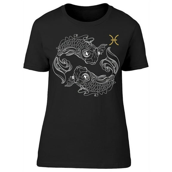 Linear Zodiac Sign Pisces T-Shirt Women -Image by Shutterstock, Female Large