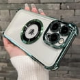 thumbnail image 2 of Magnetic for iPhone 15 Pro Case Compatible with MagSafe,[Military Grade Protect] Logo View Slim Transparent Clear Electroplate Shockproof Cover Case for iPhone15 Pro 6.1" (Green), 2 of 14