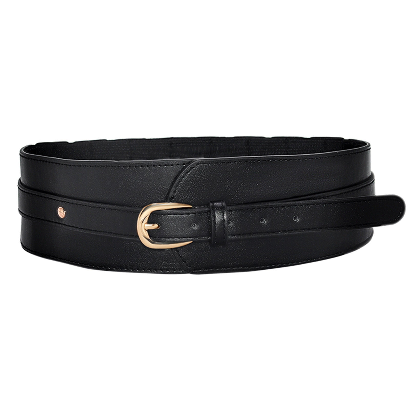 6152 Women\'s Plus Size Curved Buckle Leather Belt For Jeans, Dresses CBGELRT Wide Leather Belts for Women Plus Size Elastic  main image 3