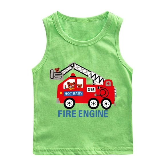 Zwiiyzr 2025 Débardeurs Sans Manches pour Garçons T-Shirts Col Rond Décontractés Basiques Unis 1-12 Ans Vert