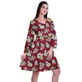 thumbnail image 3 of Moomaya Robe Courte Évasée Imprimée de Designer, Manches Longues, Tunique en Velours, Robes pour Femmes, 3 of 6