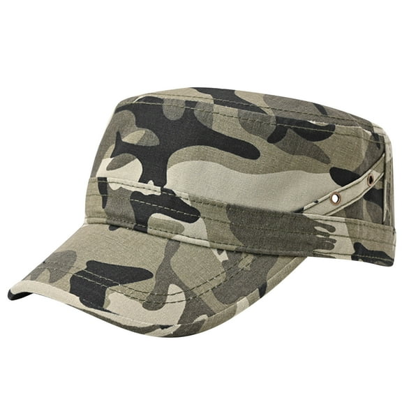 Prolriy Military Cadet Hats for Men, Mens Fashion Casual Cotton Flat Top Sunshade Washing Hat Hiking Hat Army Baseball Cap Camouflage One Size