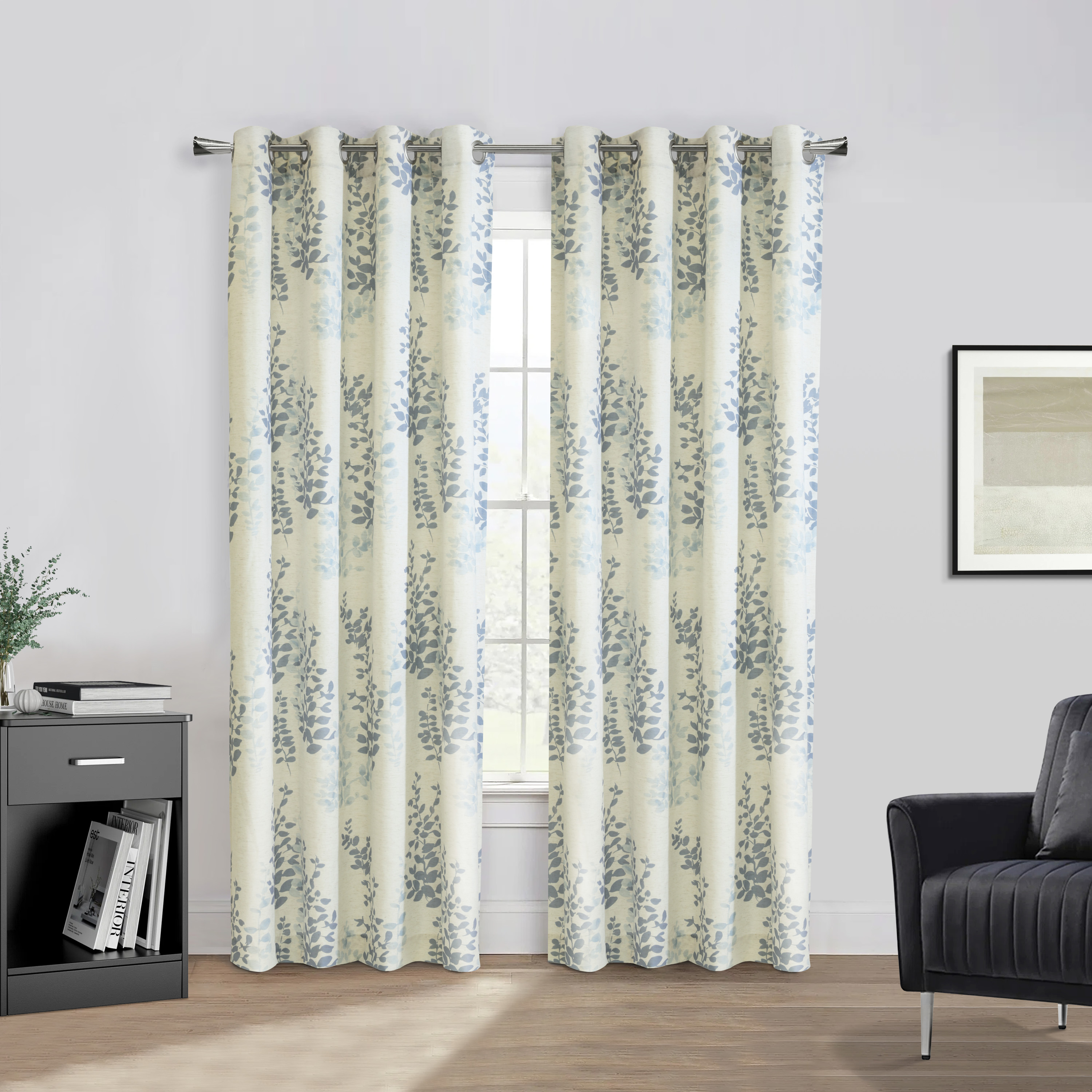 Loft Living Leszno Light Filtering Grommet Indoor Curtain 50 x 95 in Blue