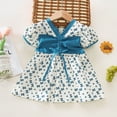 thumbnail image 2 of Cathalem Robe pour Tout-Petits, Robes Imprimées pour Petites Filles, Manches Volantées, Vêtements, Bleu 110, 2 of 5