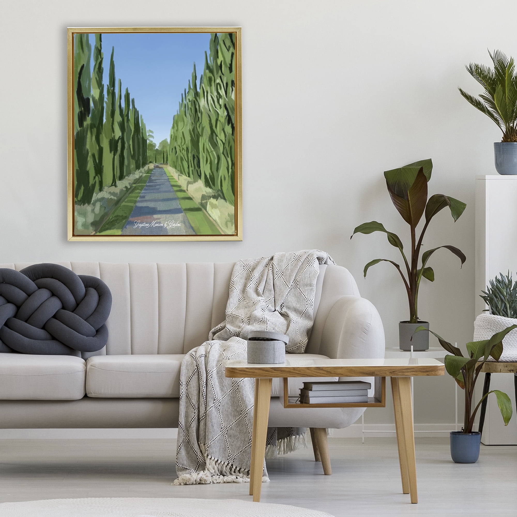 Stupell Industries Greystone Gardens Path Gold Framed Floater Canvas Wall Art, design by Amelia Noyes