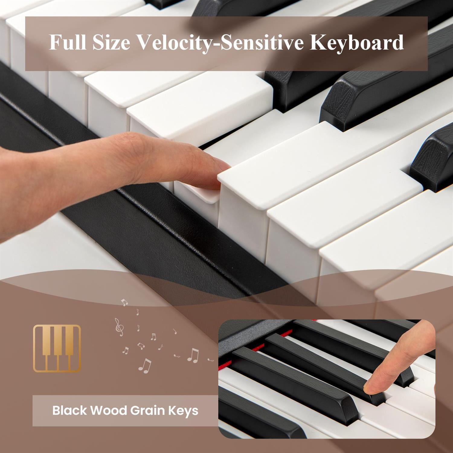 Demifill 88-Key Velocity-Sensitive Piano, Professional Practice, Dual Speakers, French DREAM Audio, Black